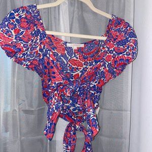 Olivaceous Double Front Tie Blouse, Size S